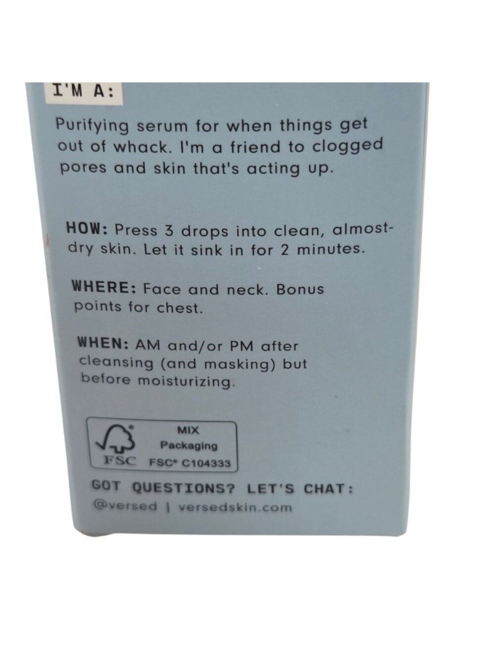 Versed Just Breathe Clarifying Serum Set of 2 Willow Bark Extract Zinc 1 oz NIP - Picture 8 of 11